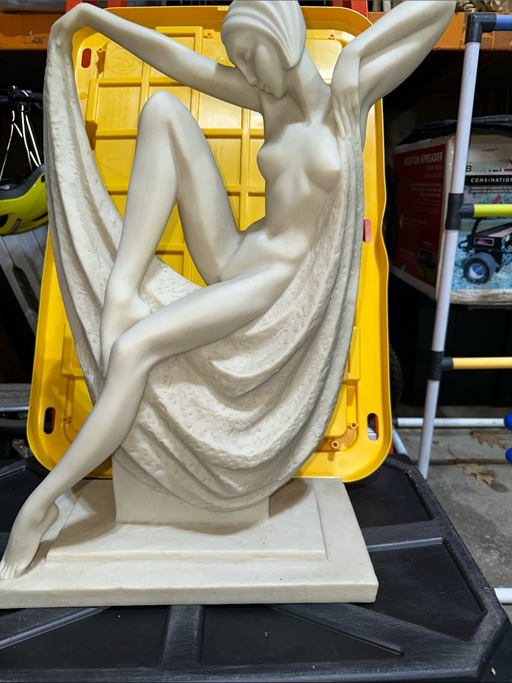 Beautiful large art deco statue of nude woman sitting